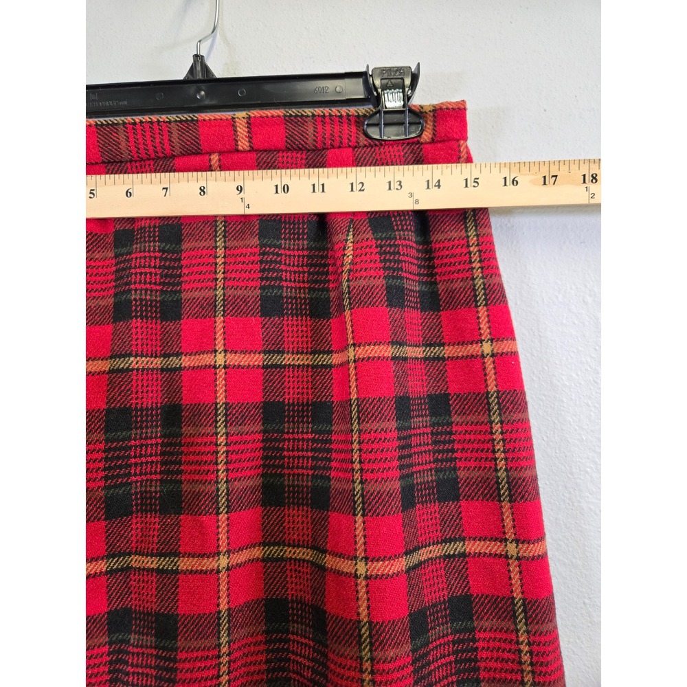Jaclyn Smith Red Plaid Fringe Wool Blend Maxi Skirt 10 - Picture 4 of 6